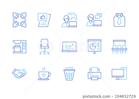 Office work - set of modern line design style icons 104652729