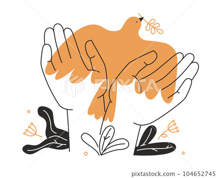 Dove as a symbol of peace - modern line design style illustration Dove as a symbol of peace - modern line design style illustration 104652745