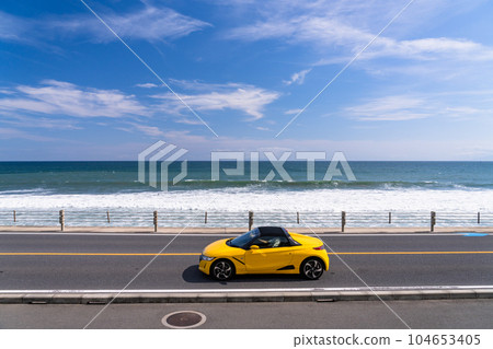 "Kanagawa Prefecture" Drive image along the sea, Shonan coast 104653405