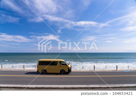 "Kanagawa Prefecture" Drive image along the sea, Shonan coast 104653421