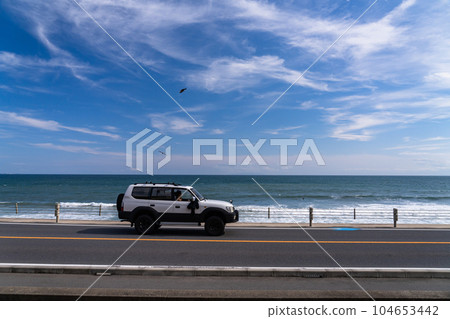 "Kanagawa Prefecture" Drive image along the sea, Shonan coast 104653442