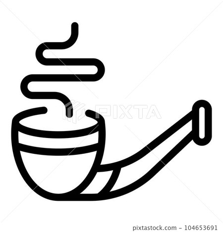 Wood smoking pipe icon. Outline wood smoking pipe vector icon for web design isolated on white background 104653691