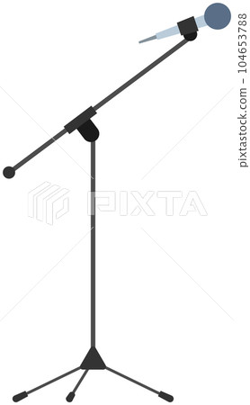 Sound recording equipment, black stage microphone and stand. Device for amplifying voice volume 104653788