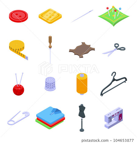 Clothing repair icons set. Isometric set of clothing repair vector icons for web design isolated on white background Clothing repair icons set. Isometric set of clothing repair vector icons for web design isolated on white background 104653877