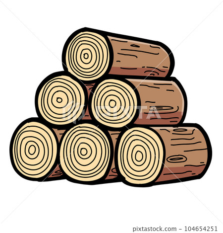 Illustration of lumber and logs Stacked lumber 104654251