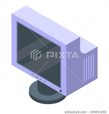 Flatron monitor icon. Isometric of flatron monitor vector icon for web design isolated on white background Flatron monitor icon. Isometric of flatron monitor vector icon for web design isolated on white background 104654260