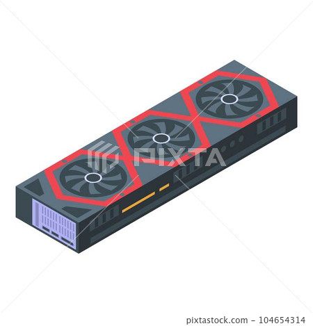 Triple fan video card icon. Isometric of triple fan video card vector icon for web design isolated on white background 104654314