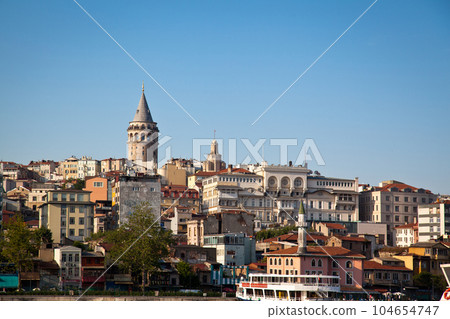 Galata Bridge and Galata Tower, one of the most visited places in Istanbul, june 26 2019 Eminonu Istanbul Turkey 104654747