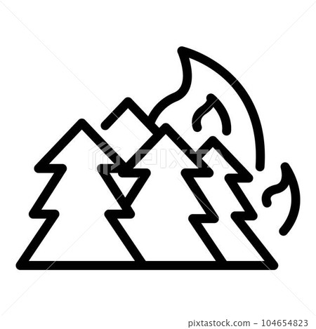 Forest in fire icon. Outline forest in fire vector icon for web design isolated on white background Forest in fire icon. Outline forest in fire vector icon for web design isolated on white background 104654823