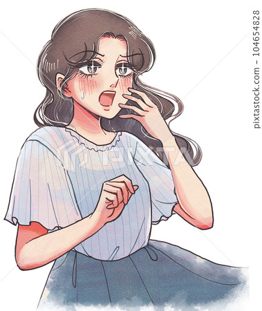 Surprise! Illustration of an overreacting girl cartoon style woman 104654828