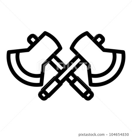 Rescuer crossed axes icon. Outline rescuer crossed axes vector icon for web design isolated on white background 104654830