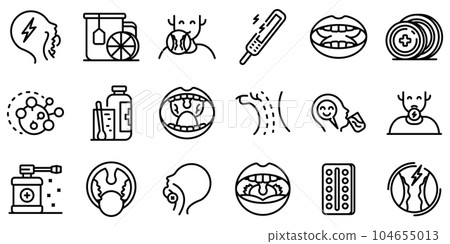Tonsillitis icons set. Outline set of tonsillitis vector icons for web design isolated on white background 104655013