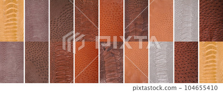 Leather tissues taken from various parts of the ostrich body, ostrich skin is used in textiles 104655410