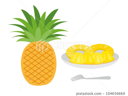 A set of pineapple illustrations on a plate_5 A set of pineapple illustrations on a plate_5 104656669