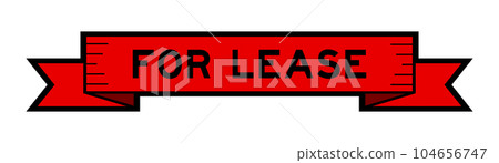 Ribbon label banner with word for lease in red color on white background 104656747