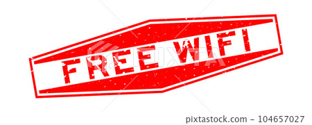 Grunge red free wifi word hexagon rubber seal stamp on white background Grunge red free wifi word hexagon rubber seal stamp on white background 104657027
