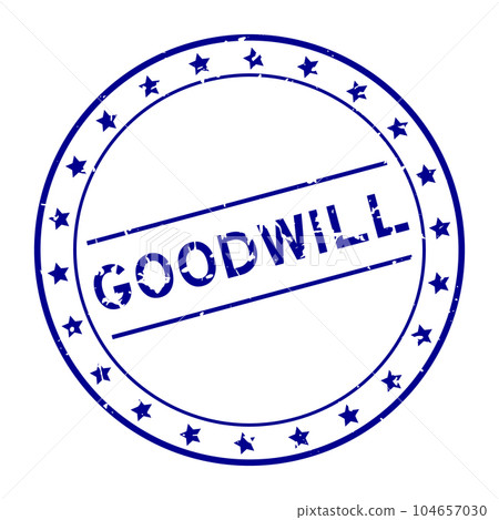 Grunge blue goodwill word round rubber seal stamp on white background Grunge blue goodwill word round rubber seal stamp on white background 104657030
