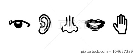 五種感官單色線描圖標集 104657389