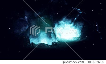 Amazing Blue Ice Cave in the heart of a glacier 104657618