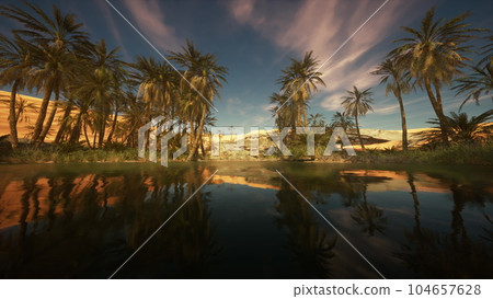 desert oasis among the dunes desert oasis among the dunes 104657628