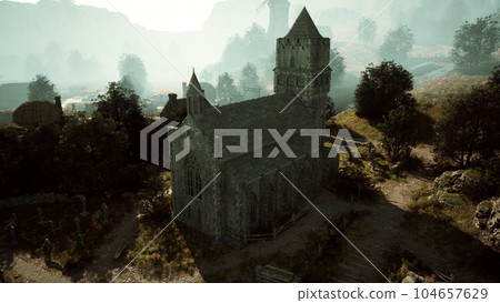 The old Christian church is built of Basalt The old Christian church is built of Basalt 104657629