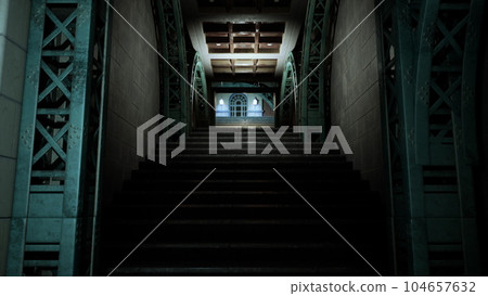 Old retro steam train station 104657632