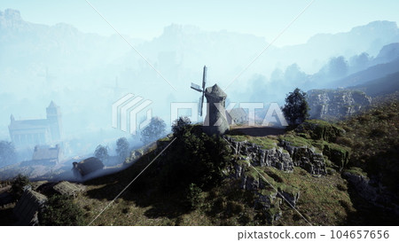 Landscape view on the old windmill Landscape view on the old windmill 104657656