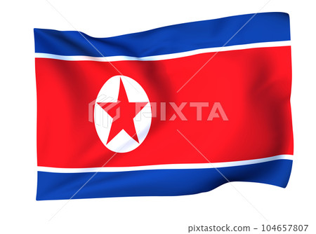 朝鮮國旗在風中飄揚 104657807