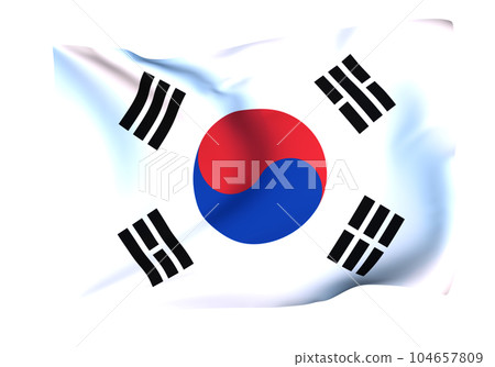 韓國國旗在風中飄揚 104657809