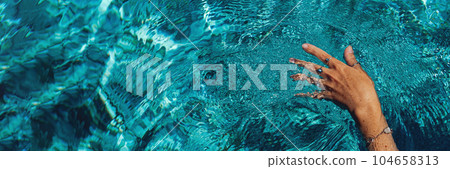 Swimming in a pool. Summer holidays concept. Swimming in a pool. Summer holidays concept. 104658313