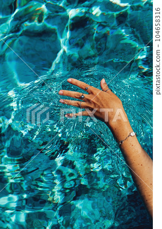 Swimming in a pool. Summer holidays concept. Swimming in a pool. Summer holidays concept. 104658316