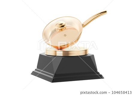 Frying Pan Award Trophy Pedestal. 3d Rendering 104658413