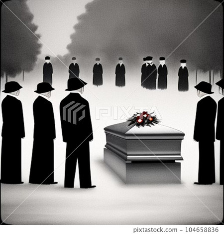 葬禮上，死者家屬圍在棺材旁哀悼 104658836