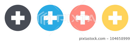 Plus icon collection vector illustration isolated on white Plus icon collection vector illustration isolated on white 104658999