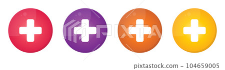 Realistic plus icon collection vector illustration isolated on white Realistic plus icon collection vector illustration isolated on white 104659005