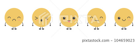 Cartoon emoji faces with different mood vector illustration collection 104659023