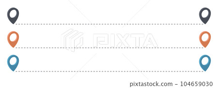 Route icon with pointer pin and dotted path vector set Route icon with pointer pin and dotted path vector set 104659030