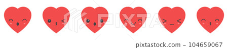 Cartoon heart shape emoji with different mood vector illustration collection Cartoon heart shape emoji with different mood vector illustration collection 104659067