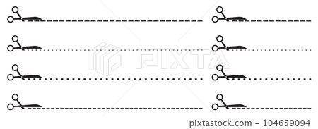 Scissors with cut dotted line vector illustration collection Scissors with cut dotted line vector illustration collection 104659094