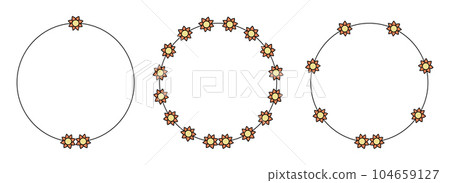 Circle frame decoration element with flowers vector set Circle frame decoration element with flowers vector set 104659127