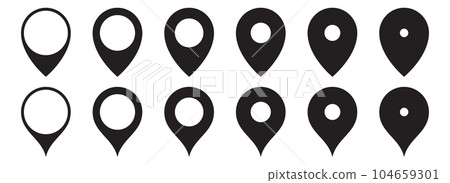 Map location pin icon set vector illustration Map location pin icon set vector illustration 104659301