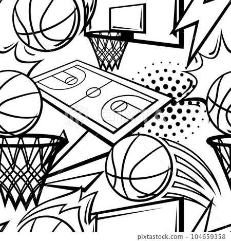 Pattern with basketball items. Sport club illustration. 104659358