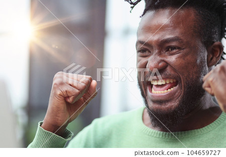 Close up front portrait smiling young black man Close up front portrait smiling young black man 104659727
