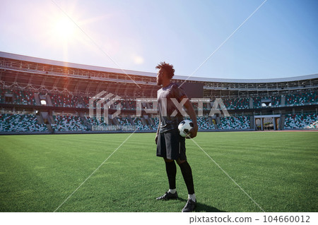 Football lifestyle. Man plays the match, game. Big dream, future professional player. Football lifestyle. Man plays the match, game. Big dream, future professional player. 104660012