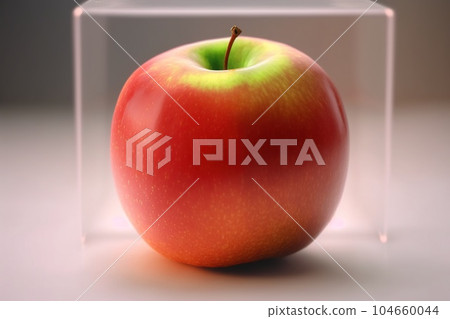 Juicy red apple close-up. Fruits and healthy food. 104660044
