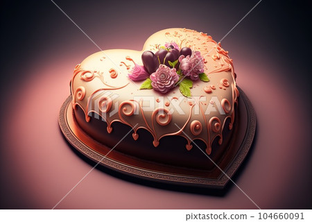 Cake in the form of a heart 104660091