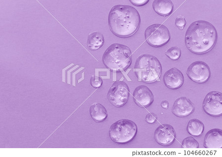 Drops of gel face serum top view. Abstract gel drops for design. Liquid gel moisturizer. 104660267