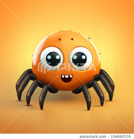 Cute 3D Cartoon Spider. Vector Illustration Cute 3D Cartoon Spider. Vector Illustration 104660538