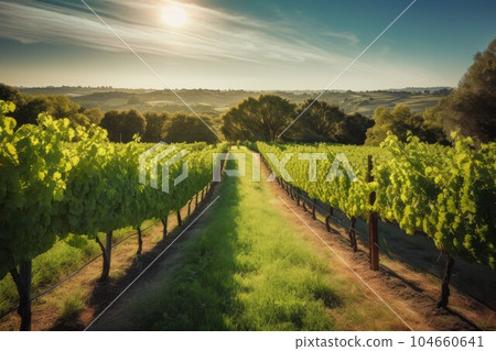 Vineyard landscape. Italy winery country. Generate Ai Vineyard landscape. Italy winery country. Generate Ai 104660641