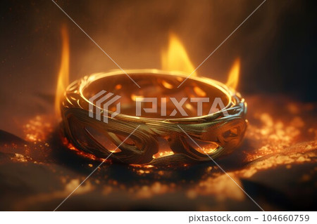 Fire gold ring. Hot red circus. Generate Ai Fire gold ring. Hot red circus. Generate Ai 104660759
